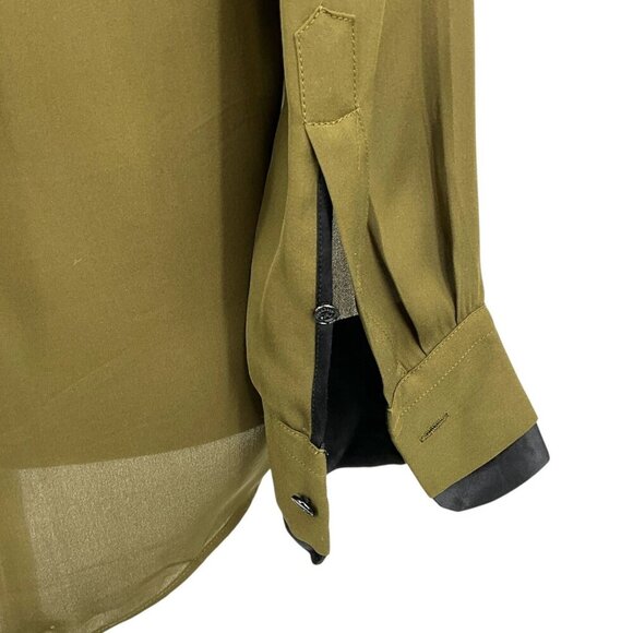 rag & bone Victor Blouse Forest Green Size M 100% Silk Faux Wrap V Neck *READ* - Picture 6 of 11